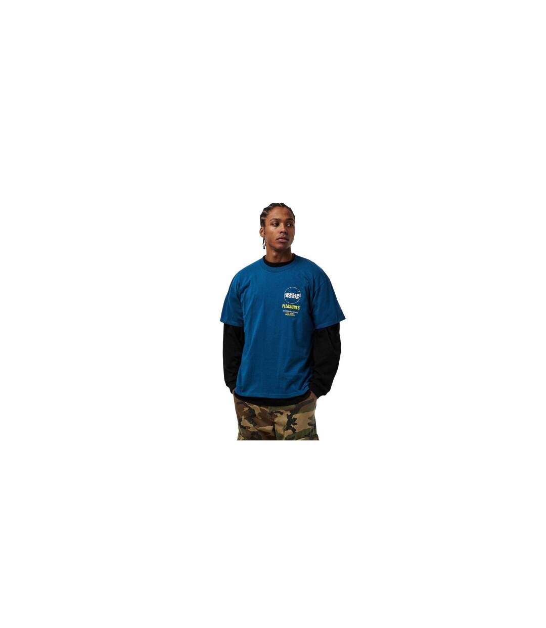 T-shirt Motif/style Platine Boiler Room Homme Bleu Pleasures-1