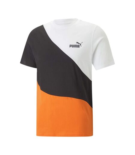 T-shirt Blanc/Noir/Orange Homme Puma Power Cat