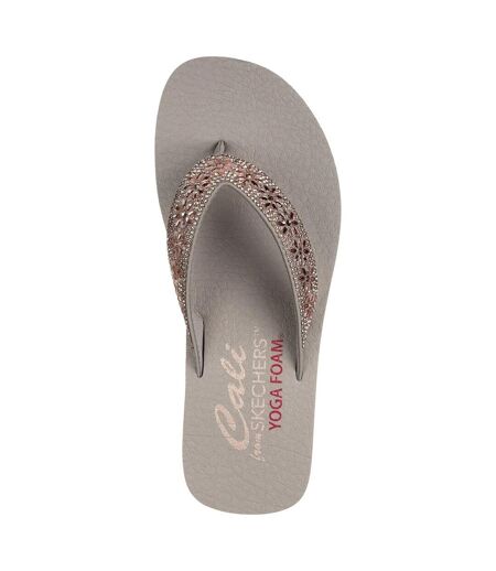 Womens/ladies cali vinyasa wild daisies flip flops taupe Skechers