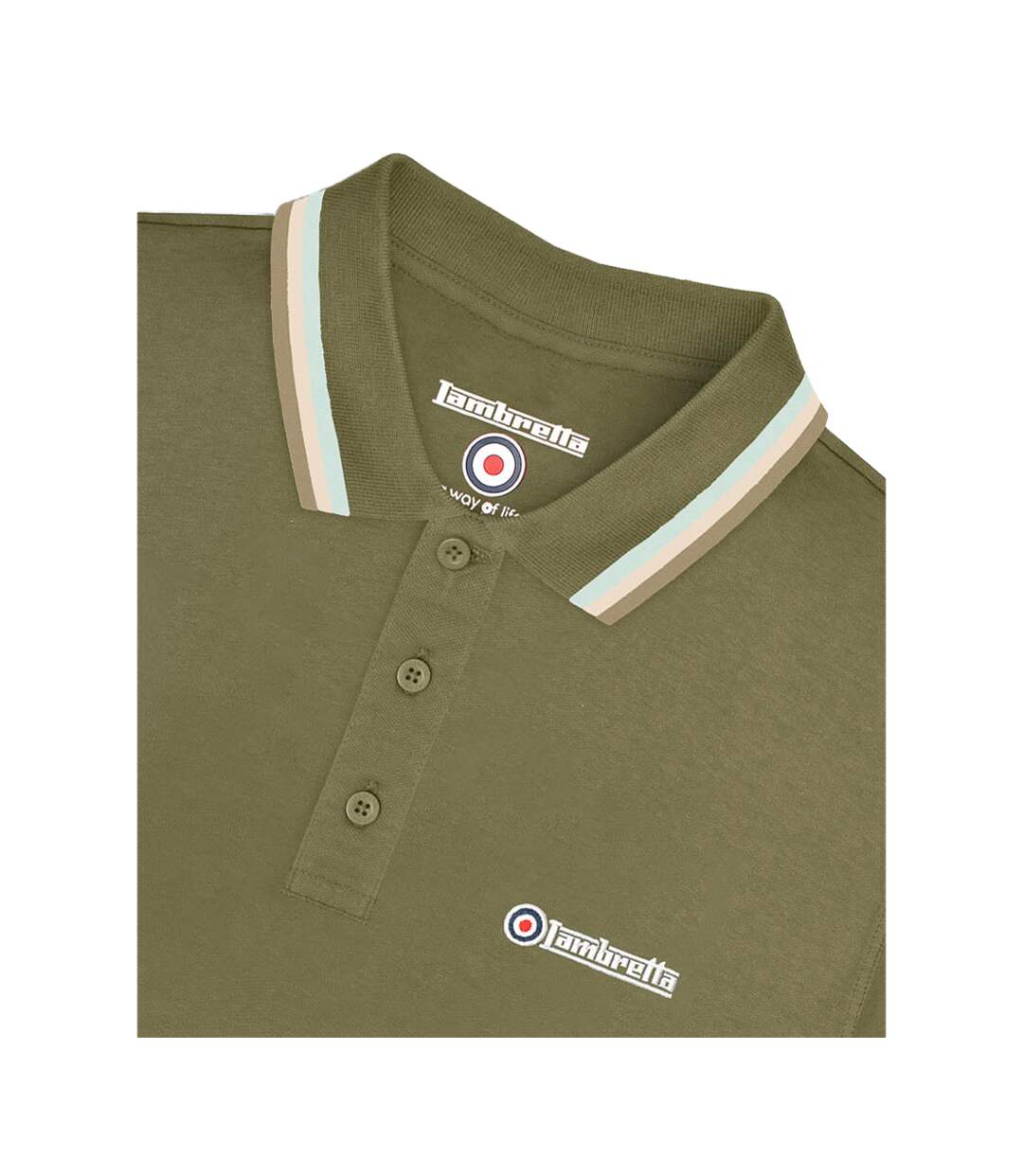 Polo Homme Vert Kaki Turquoise Pâle Argenté Marron Clair Lambretta-4