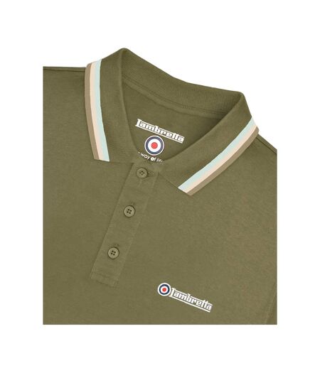 Polo Homme Vert Kaki Turquoise Pâle Argenté Marron Clair Lambretta