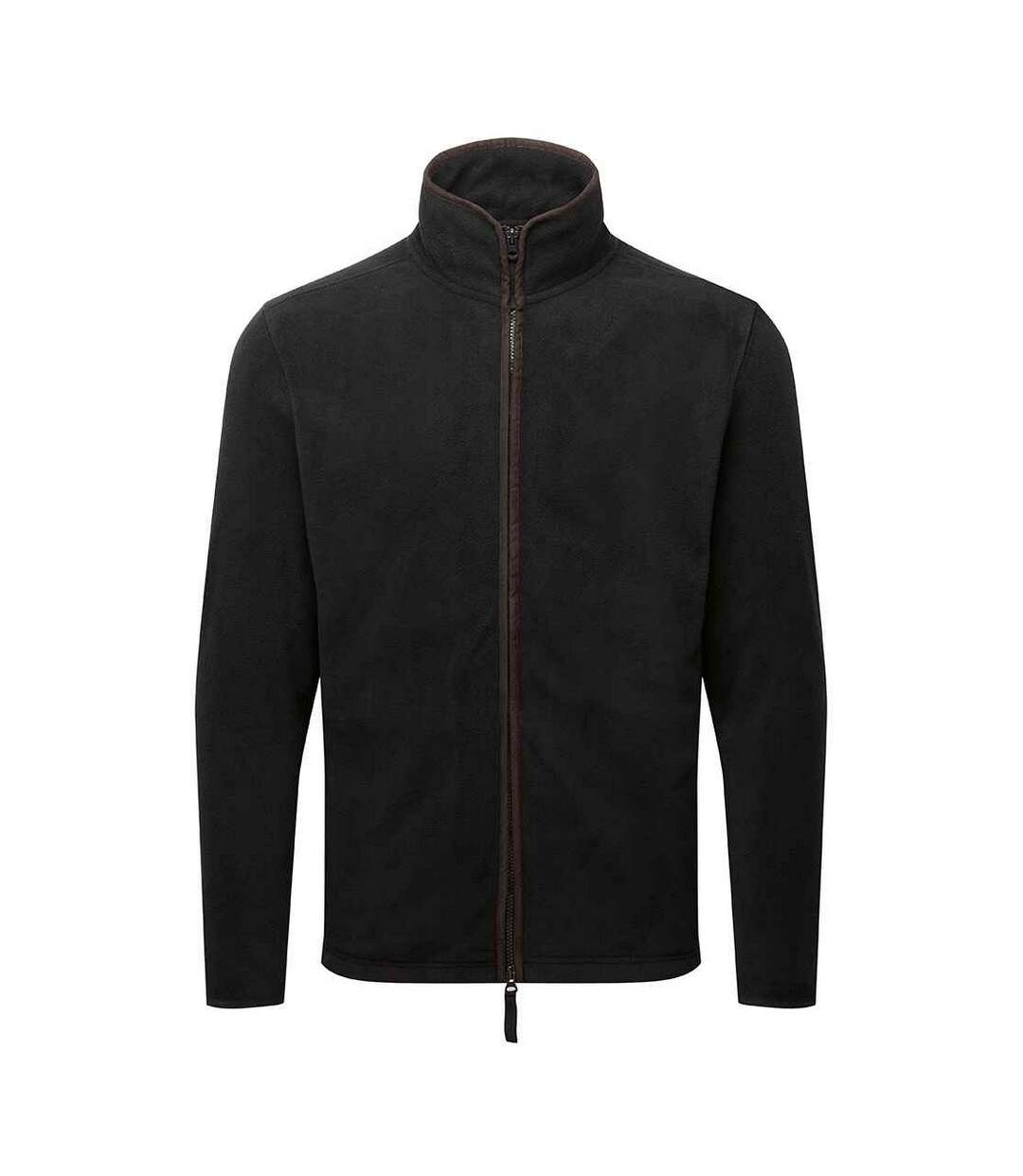 Mens artisan fleece jacket black/brown Premier