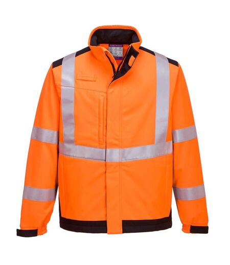 Mens hi-vis modaflame multi-norm soft shell jacket orange/navy Portwest