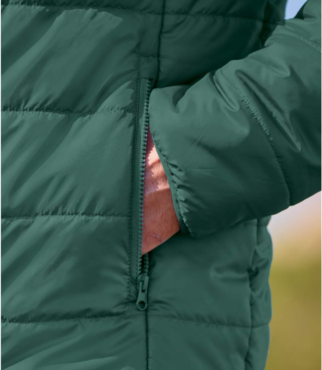 Men's Green Lightweight Padded Jacket - Water-Repellent-6