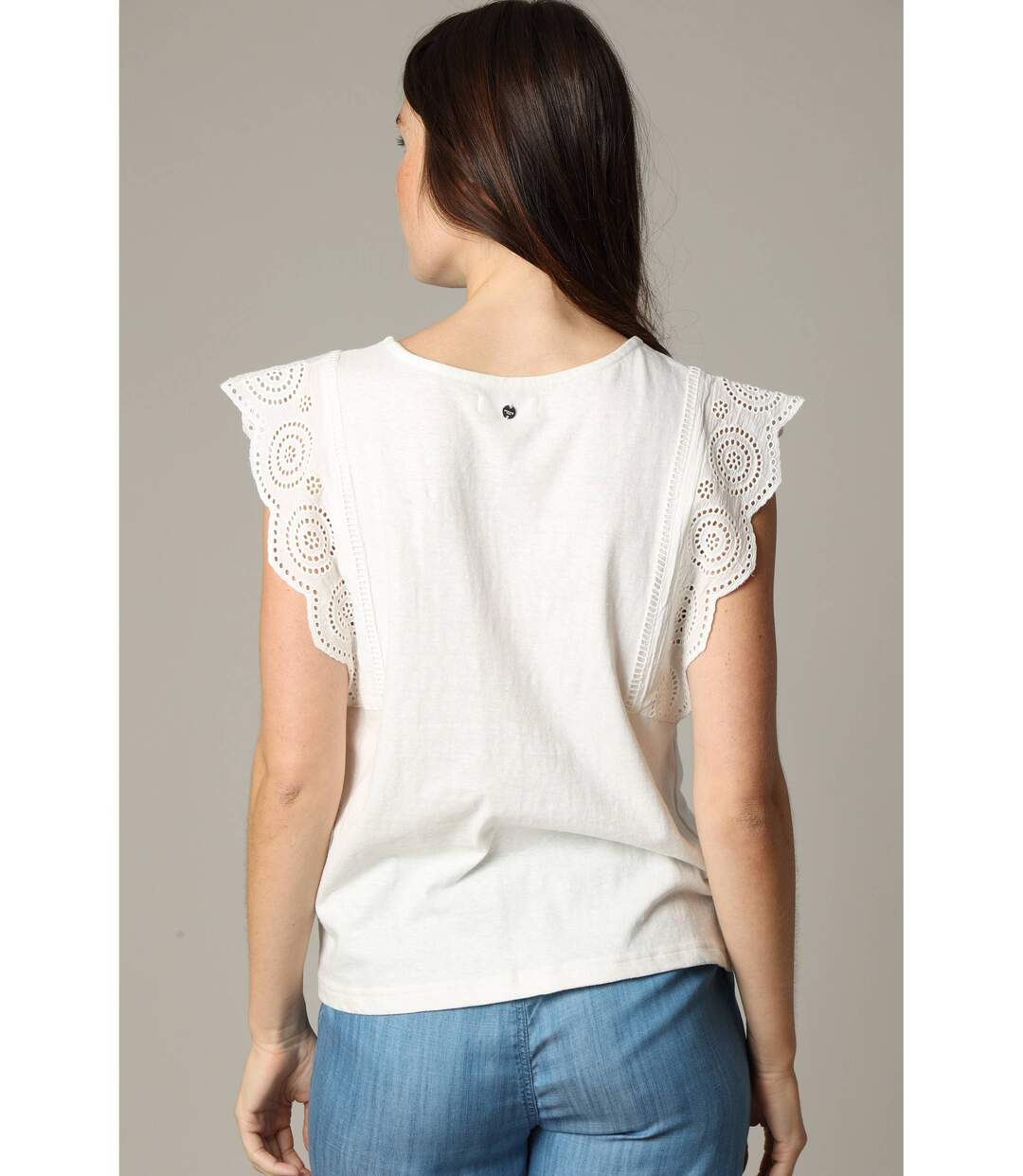 Blouse en coton et lin avec détails ajourés AZIANA-3