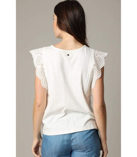 Blouse en coton et lin avec détails ajourés AZIANA