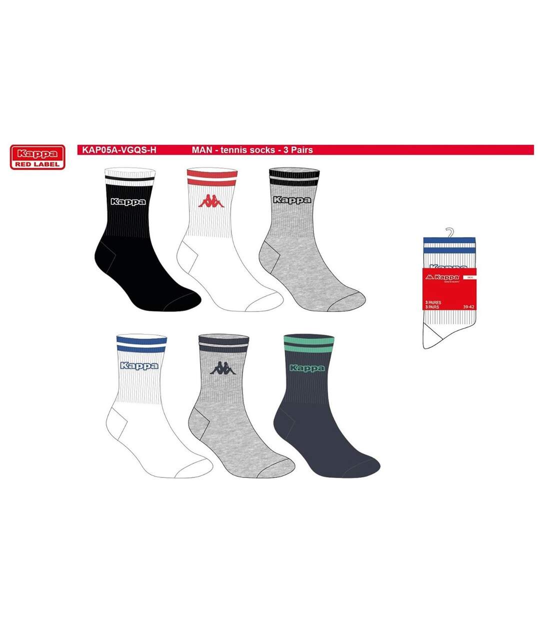 Chaussettes Homme KAPPA Pack de 12 Paires 1432 CREW