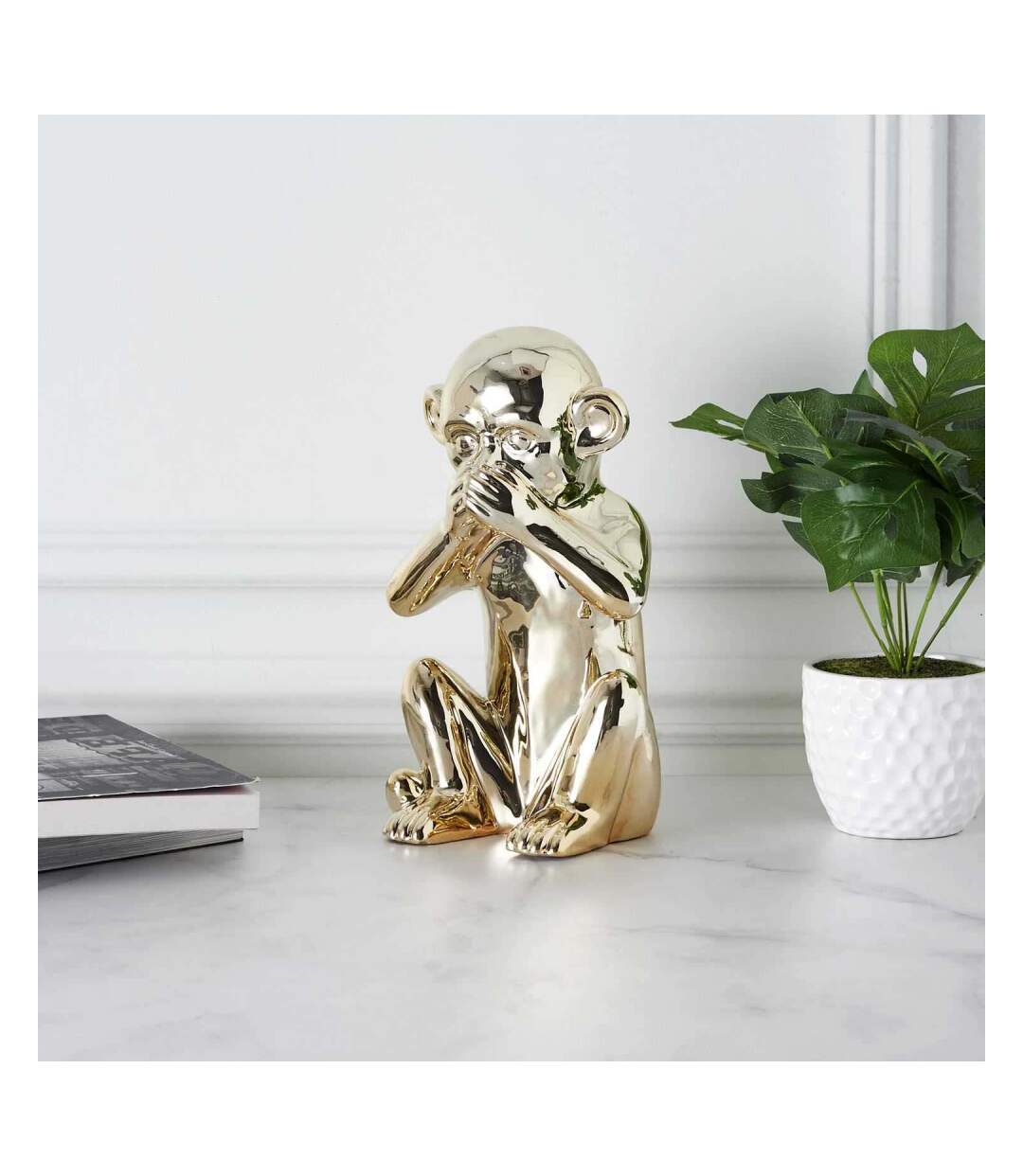 Statue en dolomite Singe 17 x 15 x 28 cm Or-2