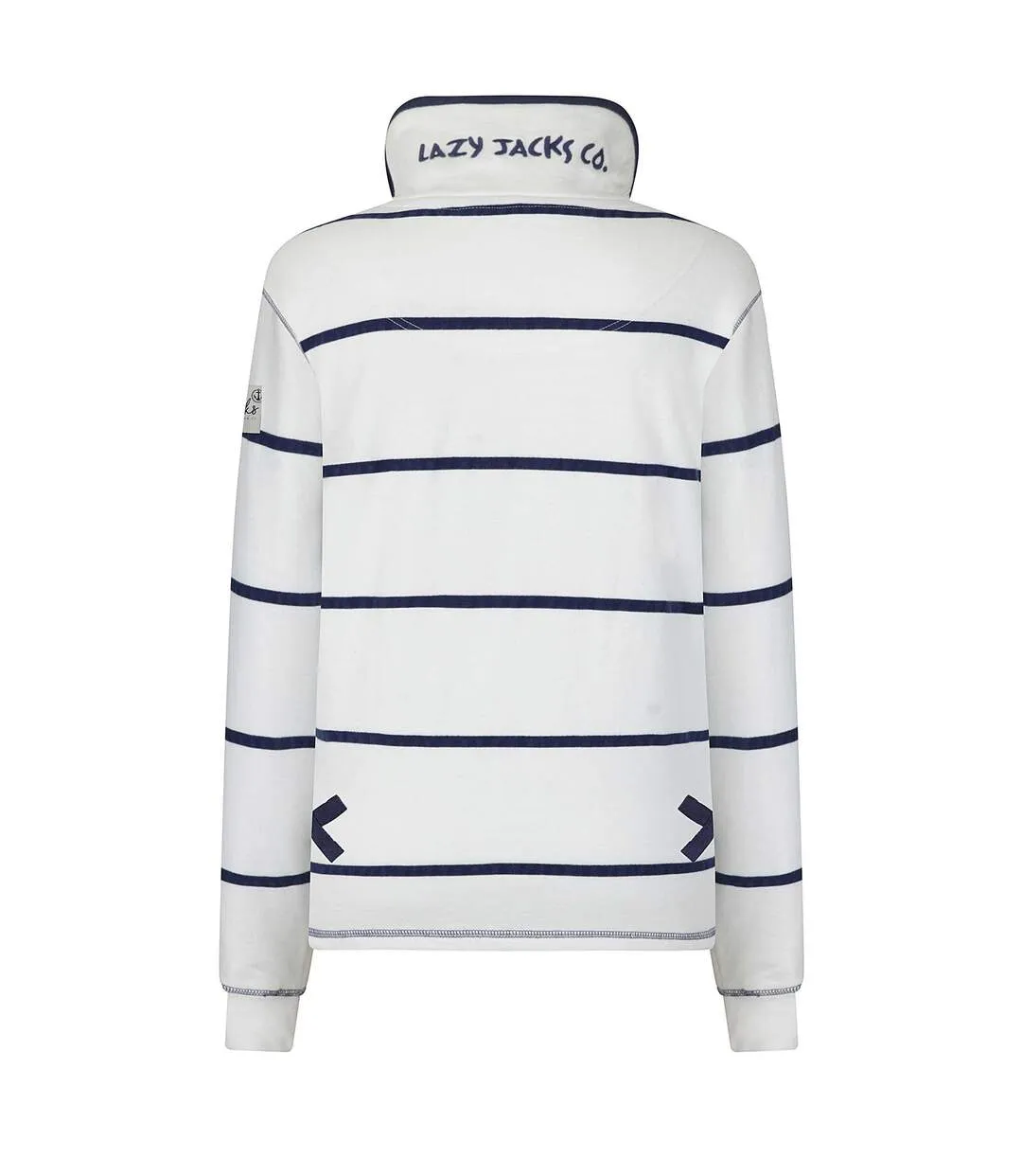 Womens/ladies Quarter Zip Sweatshirt White Lazy Jacks-2