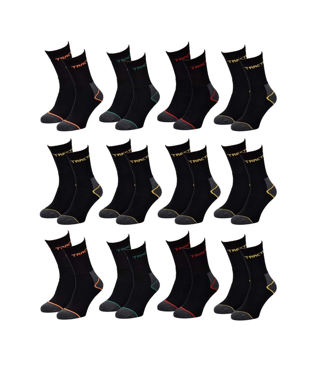Chaussettes de Travail TRACTO pour Homme Résistance et Qualité Pro - Pack de 12-1