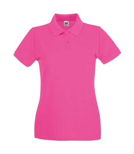 Womens/ladies premium polo shirt fuchsia Fruit of the Loom