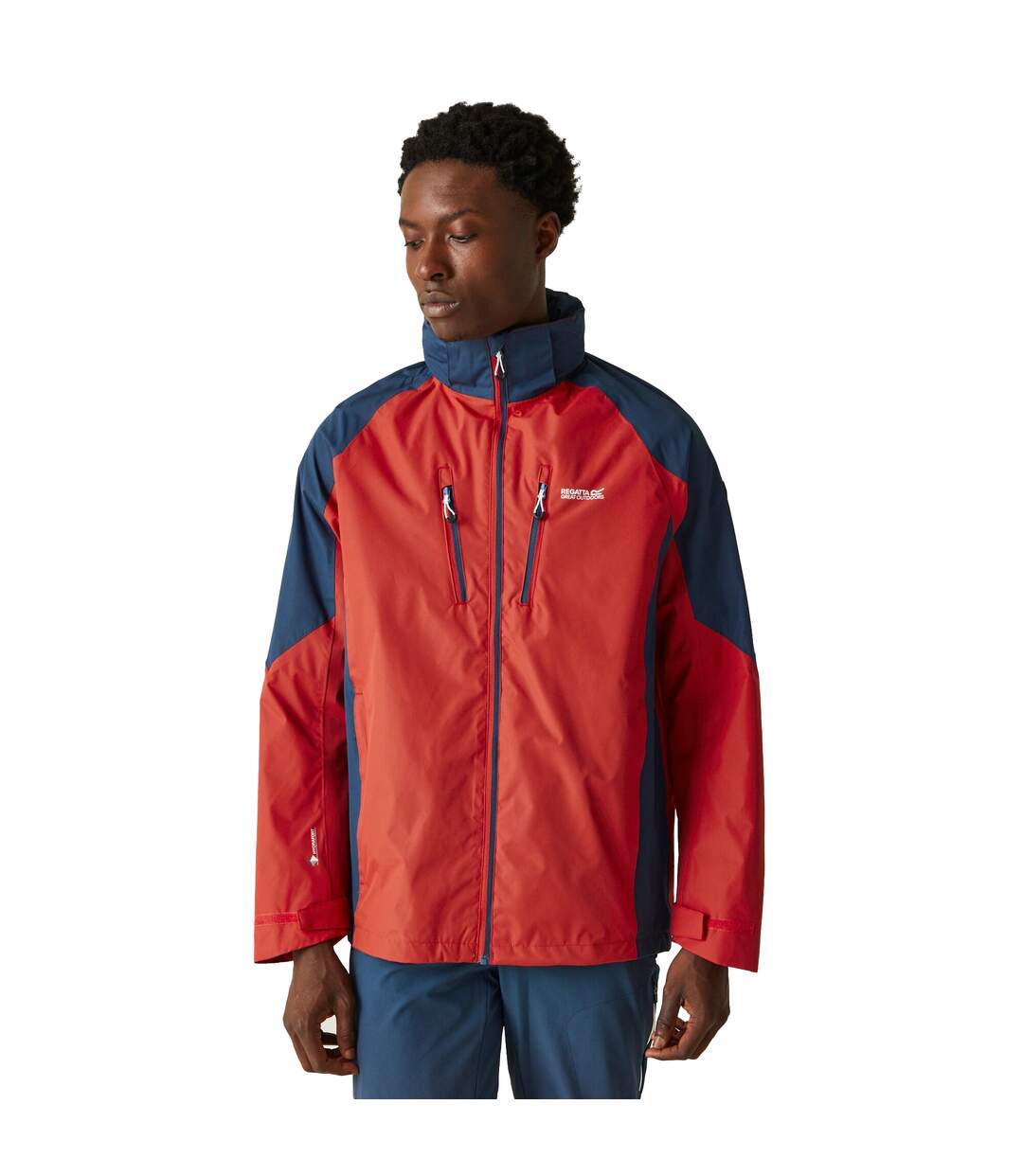 Veste imperméable calderdale homme rouge danger / denim sombre Regatta-4