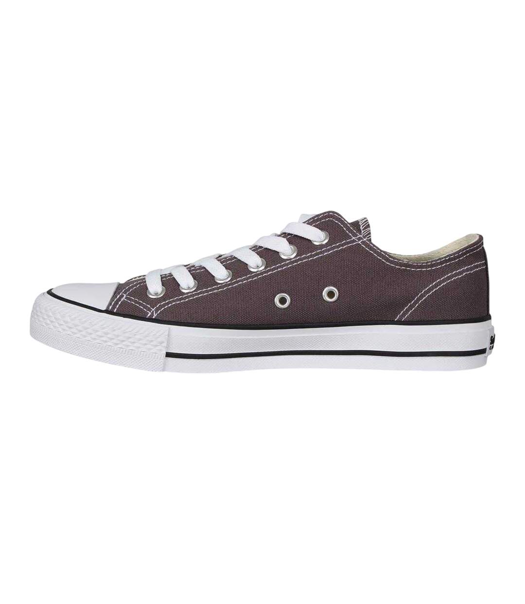 Womens/ladies Canvas Flat Trainers Charcoal SoulCal-3