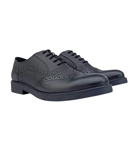 Womens/ladies Barbra Low Block Heel Brogues Black Firetrap