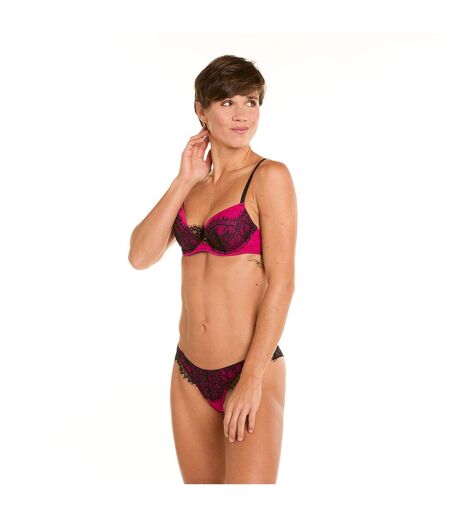 Soutien-gorge ampliforme coque moulée noir/fuchsia Dragon