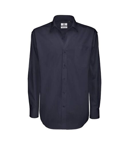 B&C Mens Sharp Twill Cotton Long Sleeve Shirt / Mens Shirts (Navy Blue)