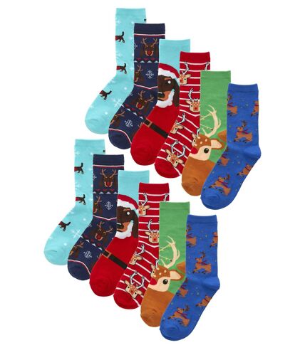 12 Pair Multipack Womens Christmas Novelty Socks