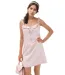 Robe courte en coton à  fines bretelles volantées - Couleur rose - Smocks au dos-1