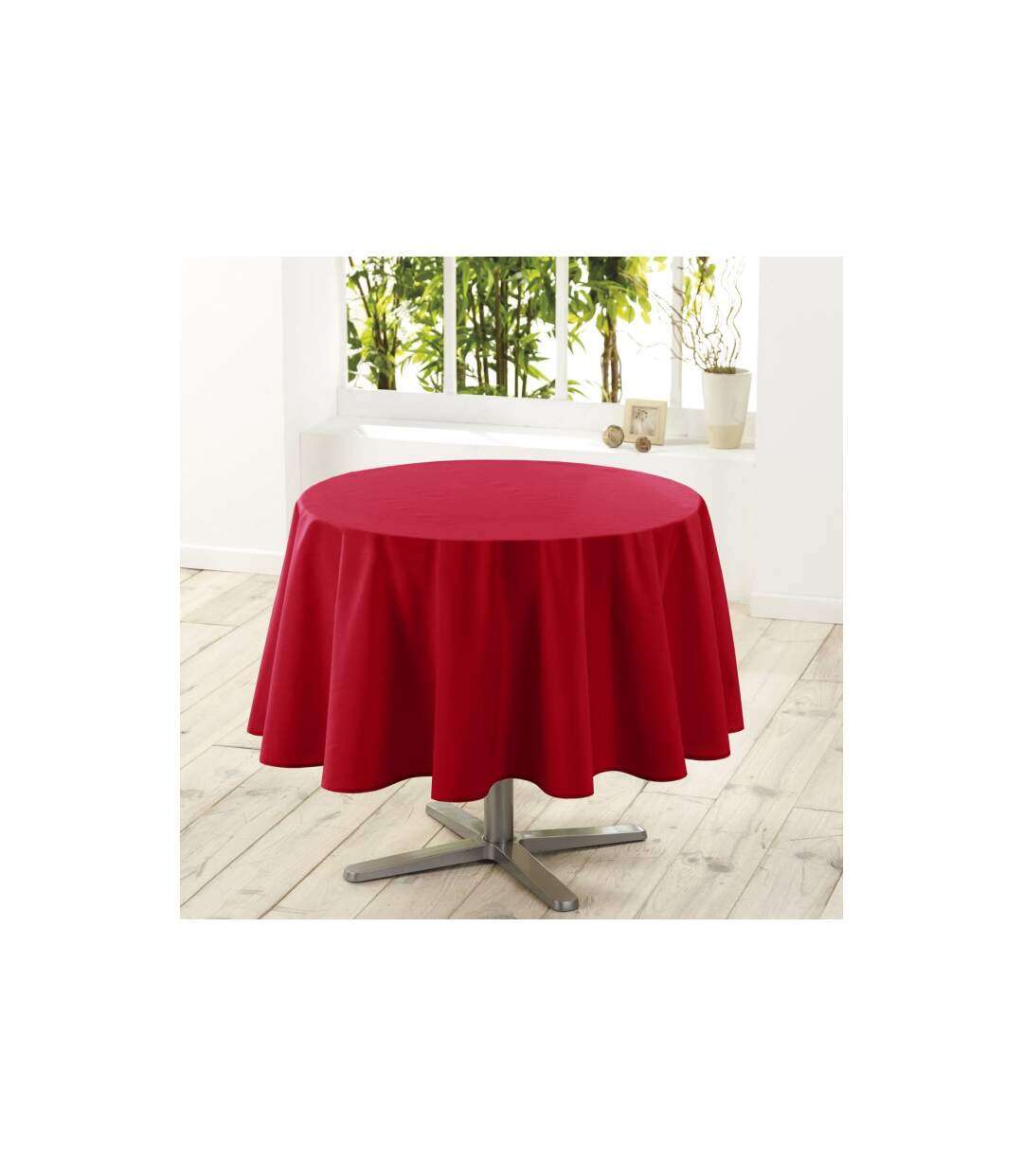 Nappe Ronde Antitache Essentiel 180cm Rouge-1