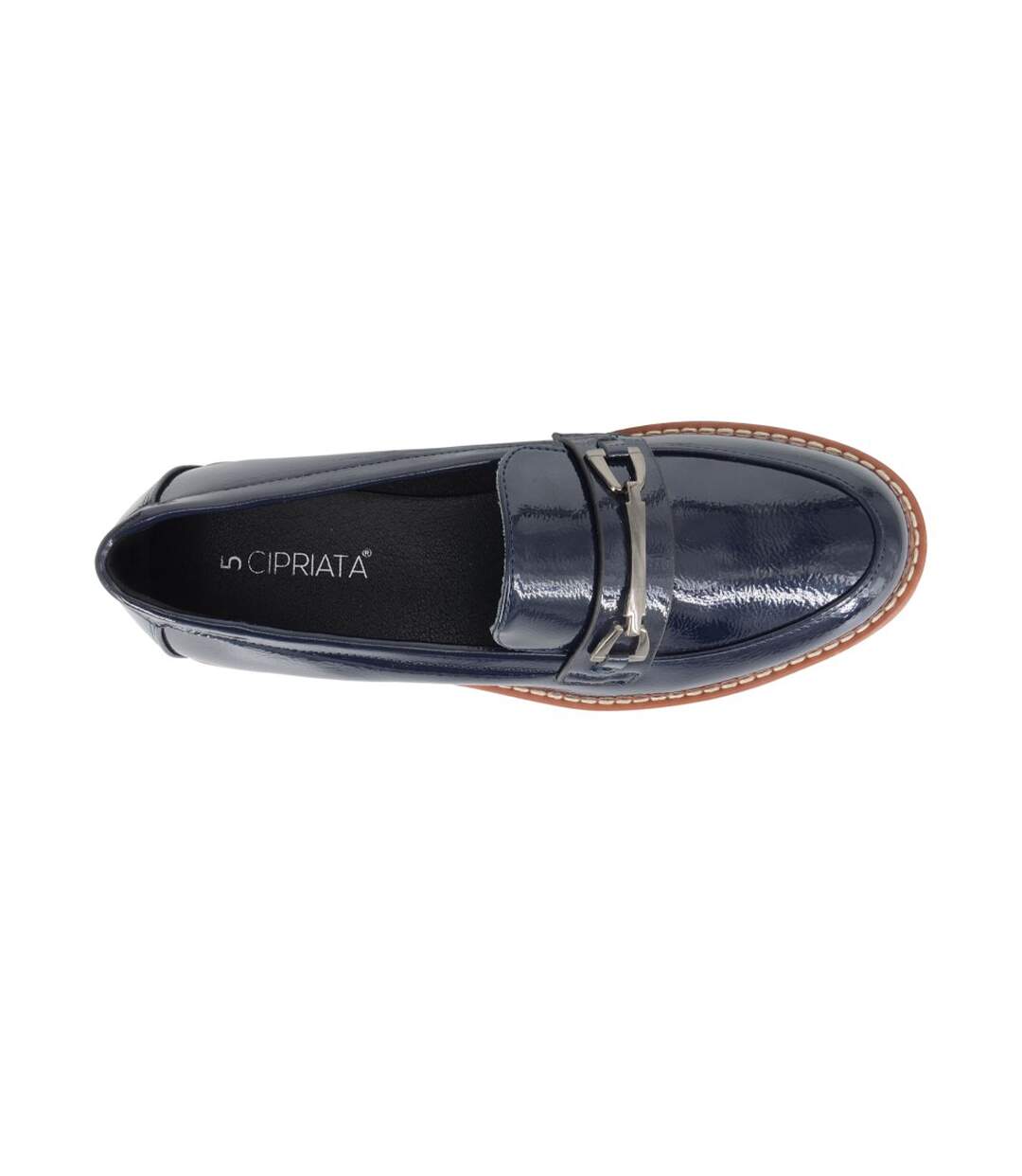 Womens/ladies Miranda Saddle Trim Court Shoes Navy Cipriata-2