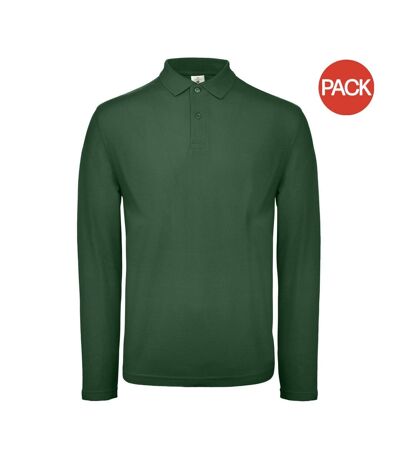 Pack of 2  Id.001 mens long sleeve polo  racing green B&C