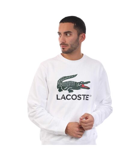 Mens Fleece Crew Neck Sweatshirt White Lacoste