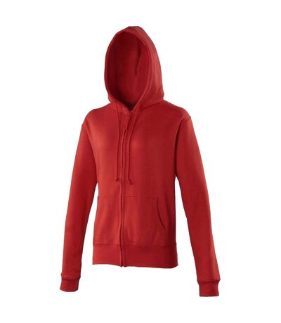 Awdis Girlie Womens/Ladies Hooded Sweatshirt / Hoodie / Zoodie (Fire Red)