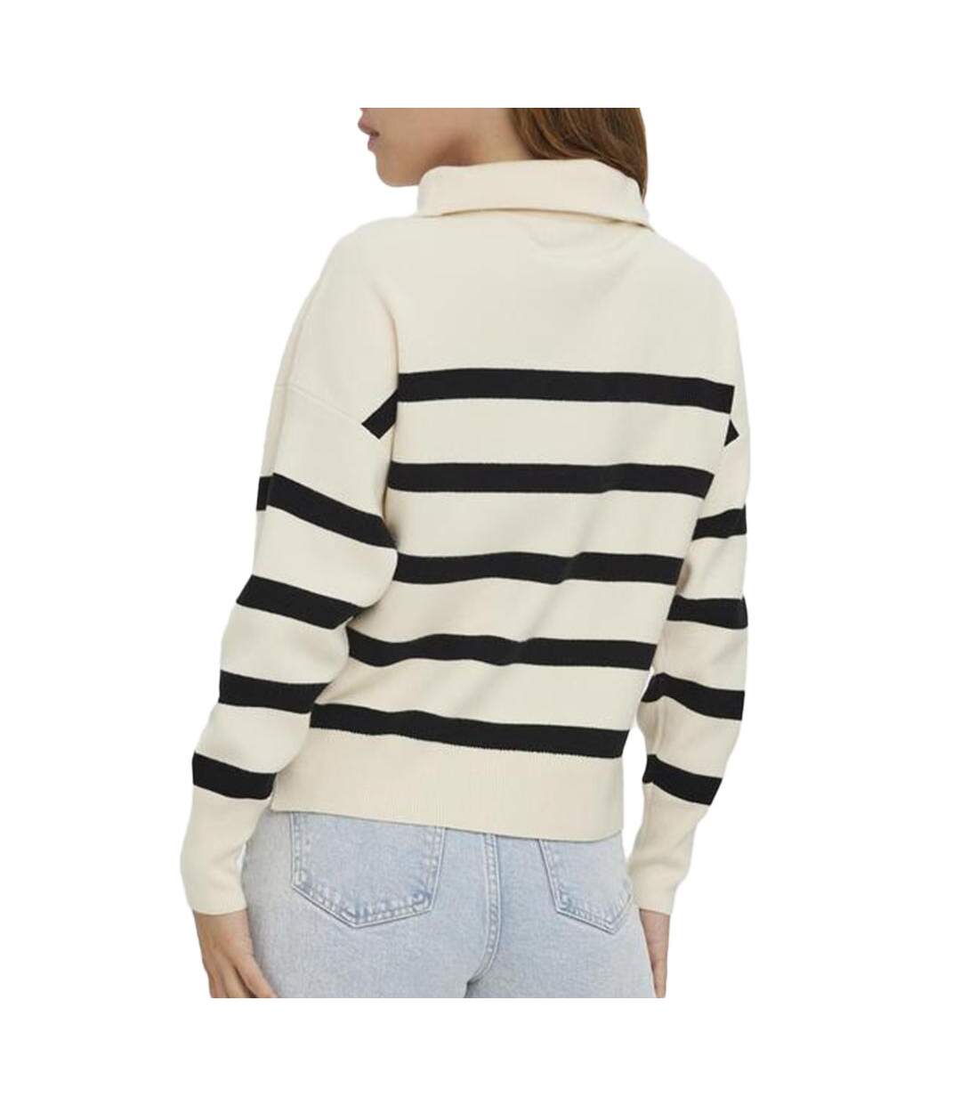 Pull beige/noir femme vero moda saba - l-2