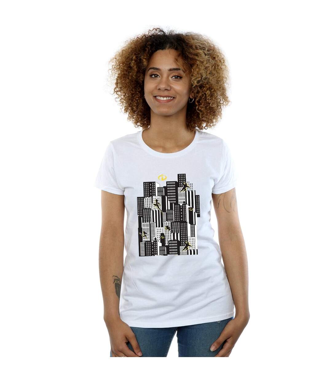 Disney T-shirt en coton Femme/Ladies The Incredibles Skyline (Blanc) - UTBI35900-2