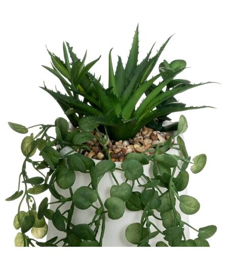 Plante Artificielle en Pot Compo 33cm Blanc & Vert