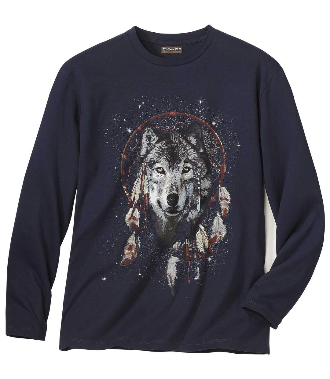 Men's Navy Wolf Print Top-2