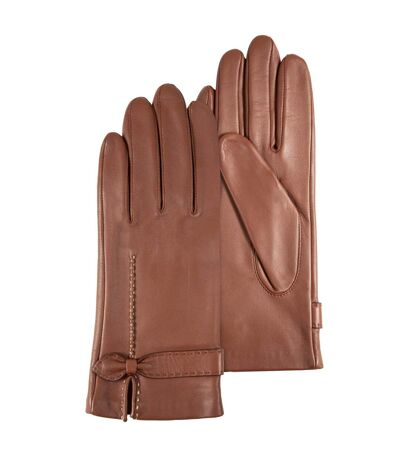 Isotoner Gants femme cuir d'agneau avec nœud plat - doublés soie