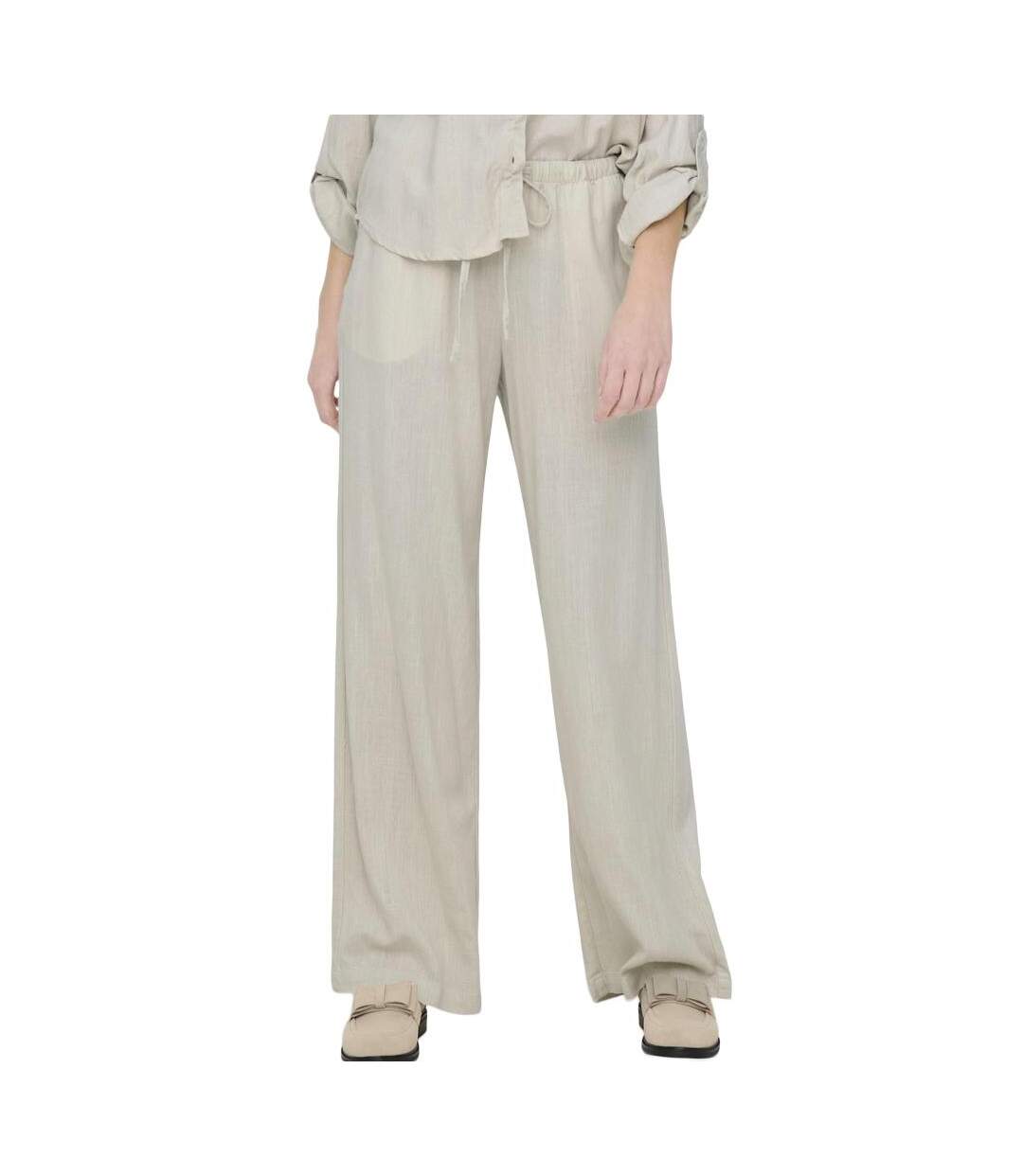 Pantalon fluide écru femme jdy caya-1