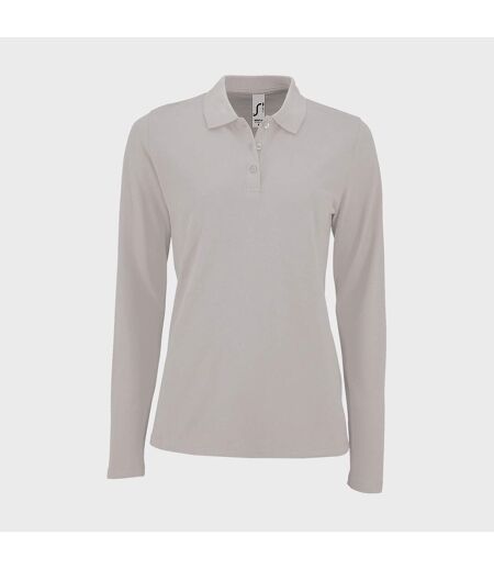 SOLS Womens/Ladies Perfect Long Sleeve Pique Polo Shirt (White) - UTPC2908