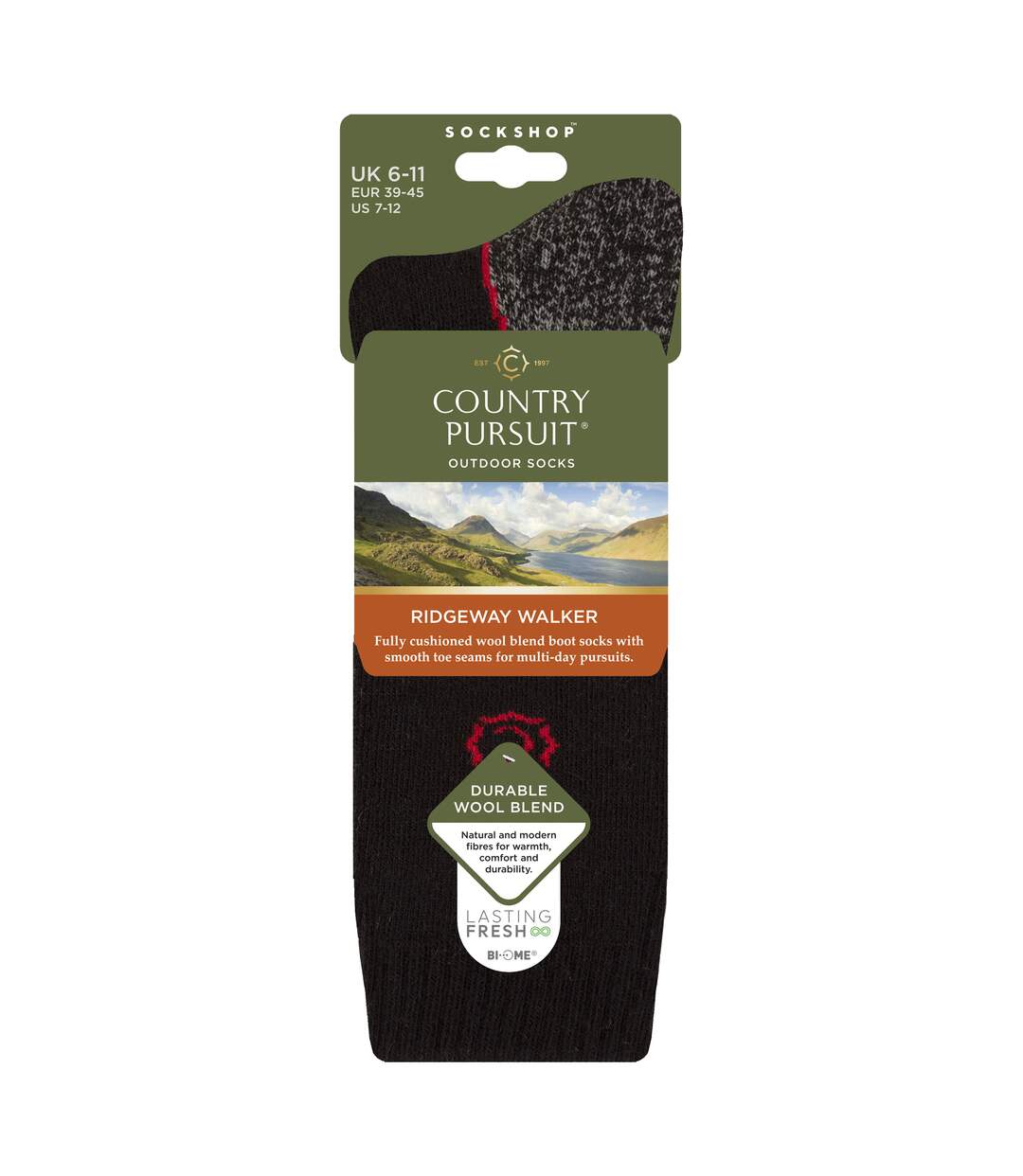 Mens Wool Blend Cushioned Walker Socks for Hiking & Outdoor Comfort-2