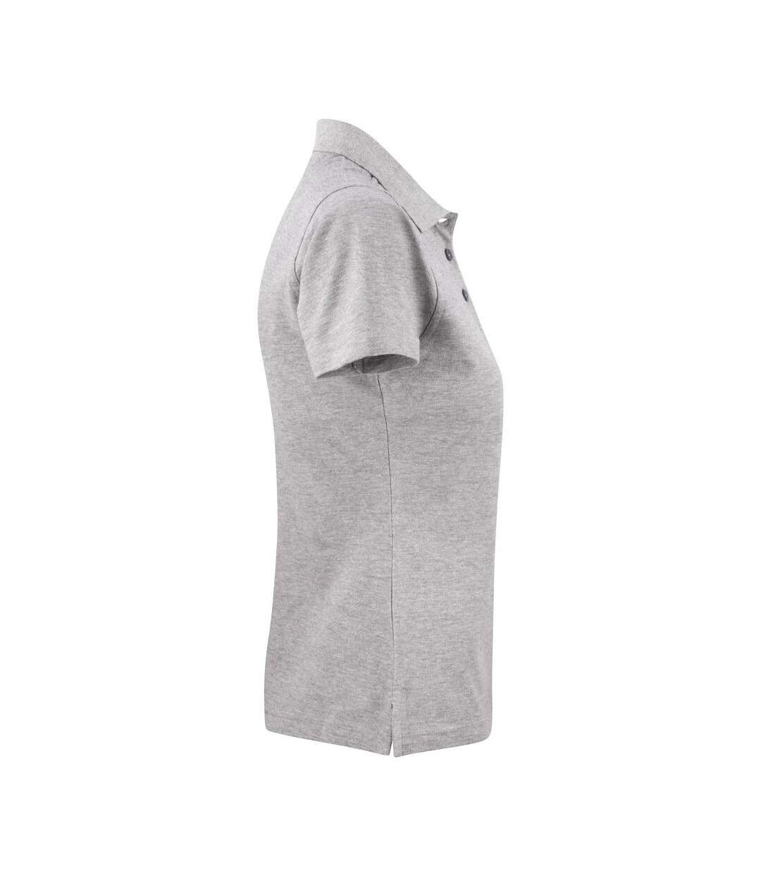 Womens/ladies Surf Polo Shirt Grey Melange Printer-4