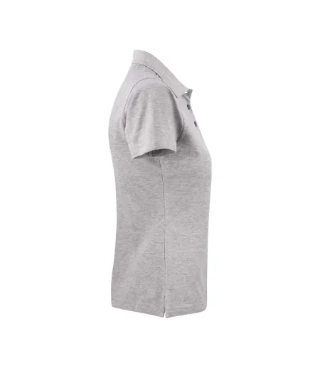 Womens/ladies Surf Polo Shirt Grey Melange Printer