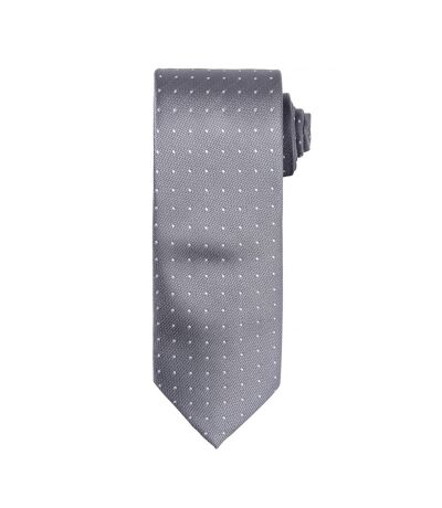 Premier Mens Micro Dot Pattern Formal Work Tie (One Size) (Silver/ White) - UTRW5234