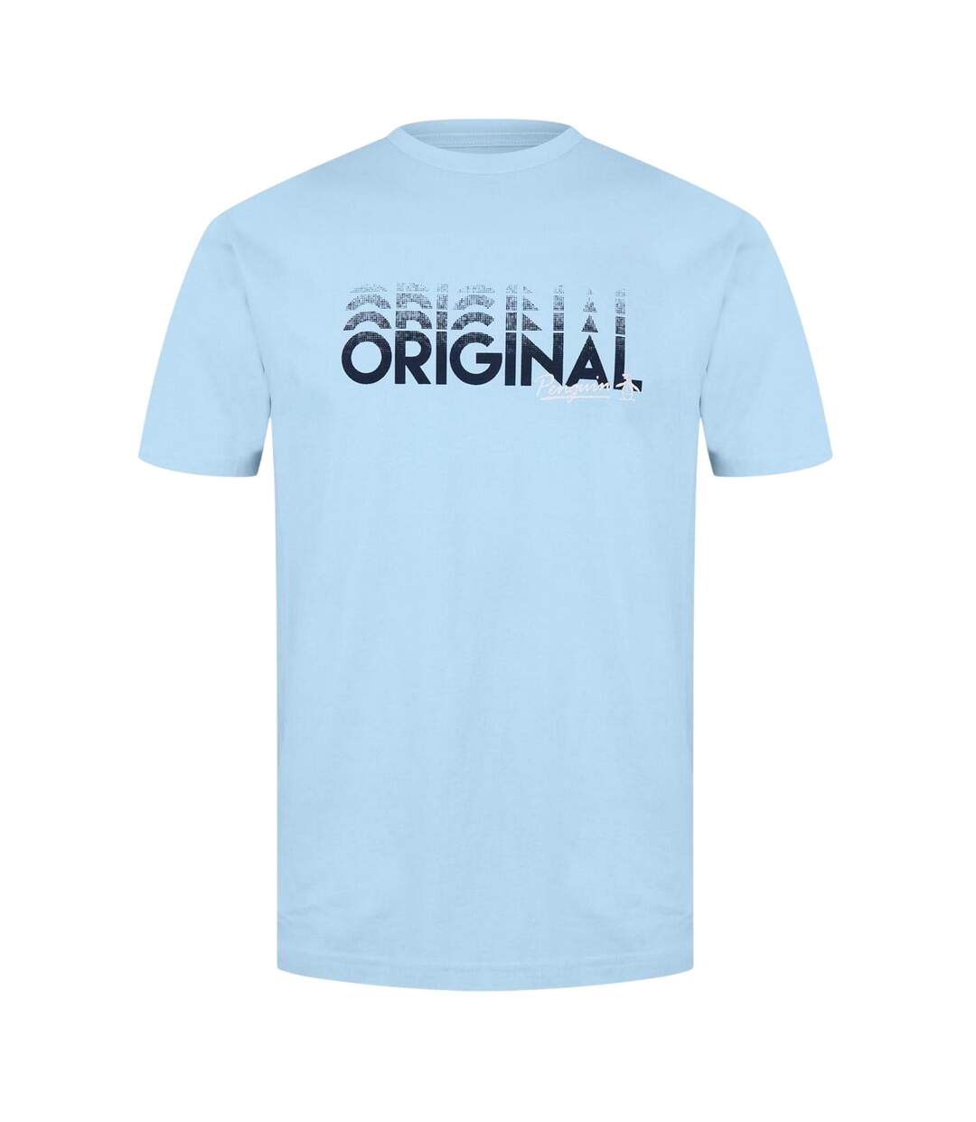 Mens Lettering Crew Neck Regular T-shirt Cool Blue Original Penguin-1