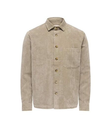 Surchemise en velours côtelé beige homme only & sons corduroy