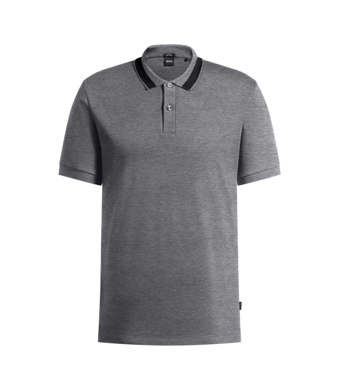 Mens Melange Regular Polo Shirt Medium Grey Boss-1