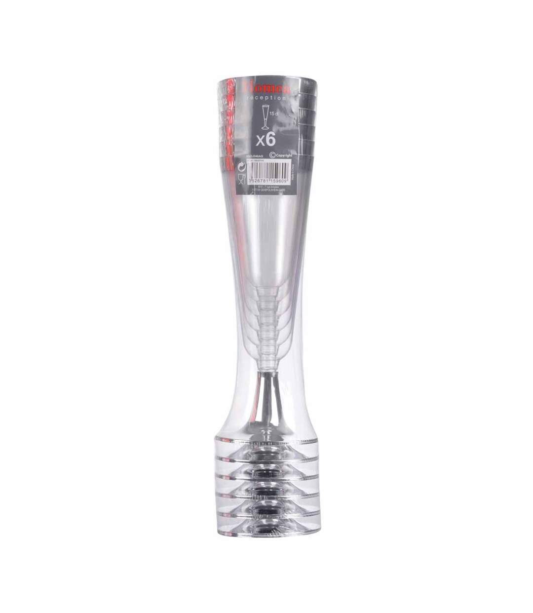 Lot de 6 Flûtes à Champagne Réutilisable Liseré 15cl Argent-3