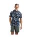 Mens faraway leafy floral organic cotton shirt navy Weird Fish-4