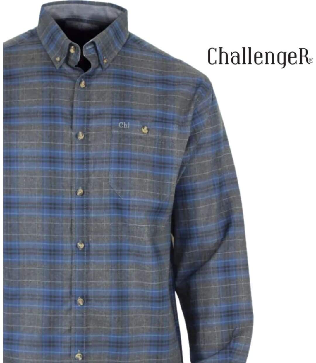 CHALLENGER CH2007 — Chemise à carreaux manches longues gris, noir et bleu : chaleur en Coton gratté et coupe confort-4