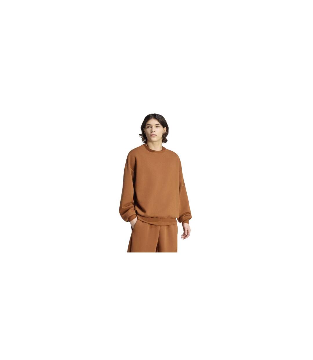 Mens Crew Neck Oversized Sweatshirt Dusky Brown Adidas-1