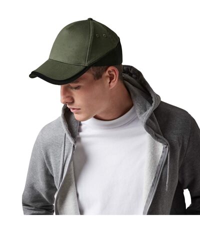 Unisex Teamwear Competition Cap Baseball / Headwear Olive Green Black Beechfield