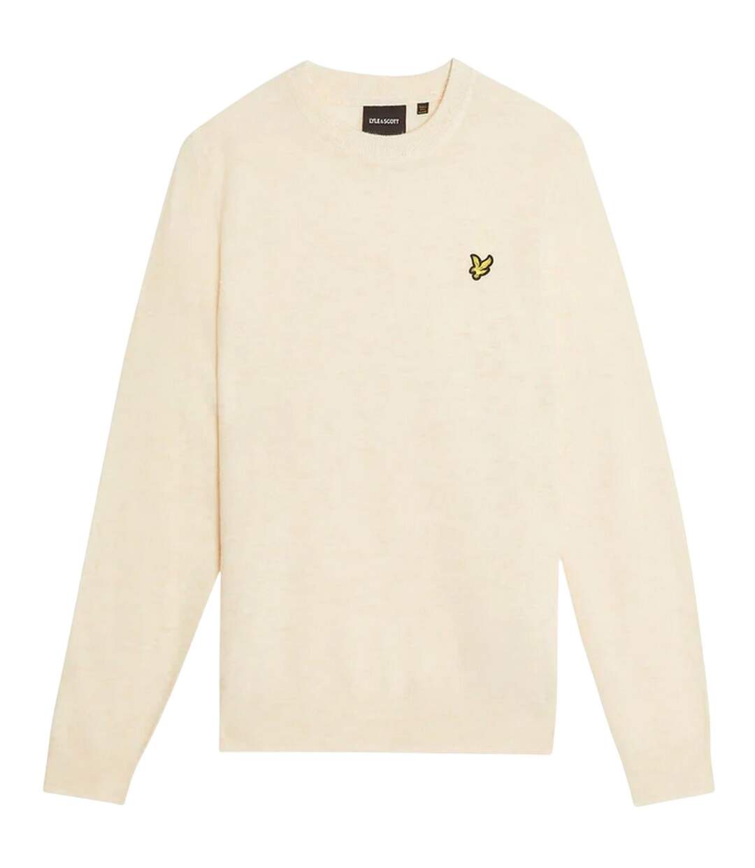 Mens Embroidered Logo Crew Neck Long-sleeved Sweater Top Beige Marl Lyle & Scott-2