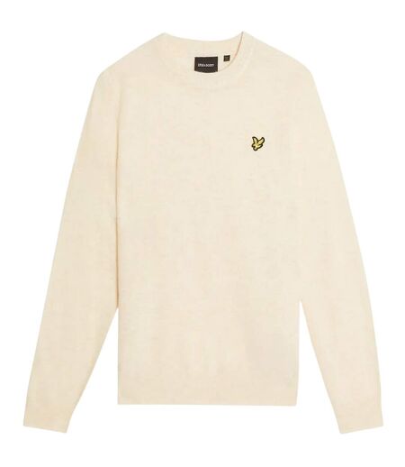 Mens Embroidered Logo Crew Neck Long-sleeved Sweater Top Beige Marl Lyle & Scott