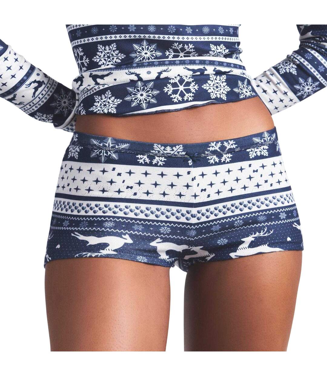 Womens/ladies Nordic Fairisle Loungewear Set Navy Skims-4