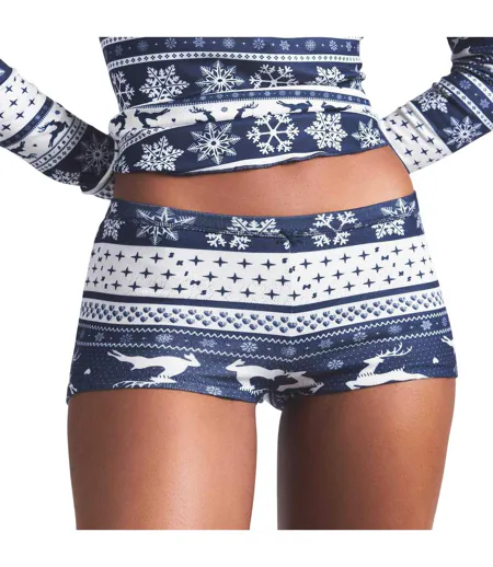 Womens/ladies Nordic Fairisle Loungewear Set Navy Skims
